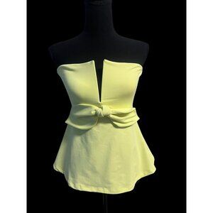Susana Monaco Strapless Bow Front Top Lemon Yellow, BABY DOLL, SM